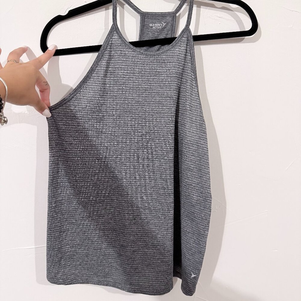 Old Navy Active Women’s High Neck Performance Swing Tank Top Gray Striped Size S
